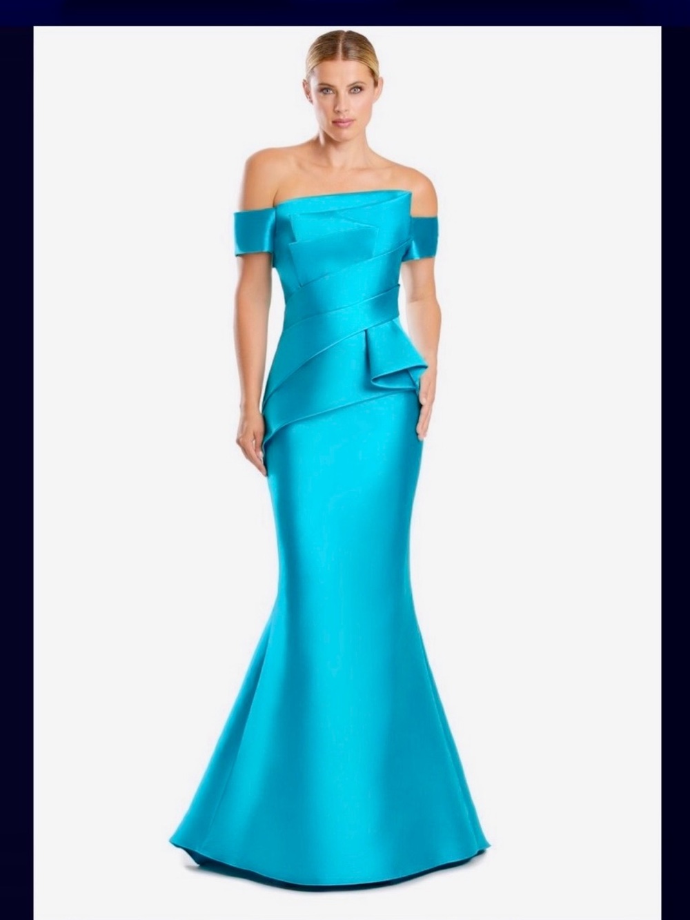 Stunning Off The Shoulder Turquoise Evening Gown